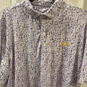 LSU Patterned Johnnie O Polo Shirt Men's XL